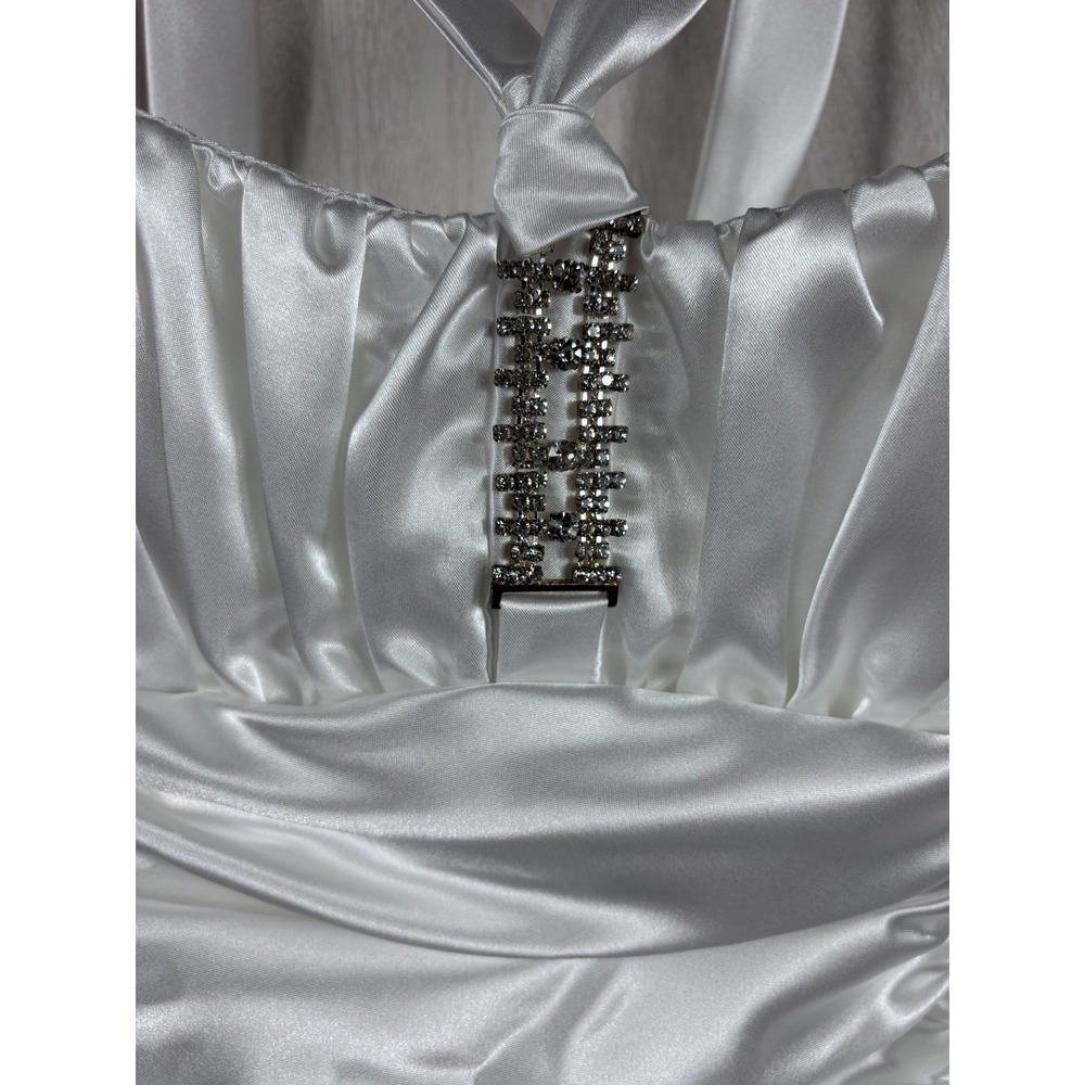 Jessica McClintock Vintage Mini Dress Women's 9 M White Y2K Prom Coquette Glam - Picture 4 of 8